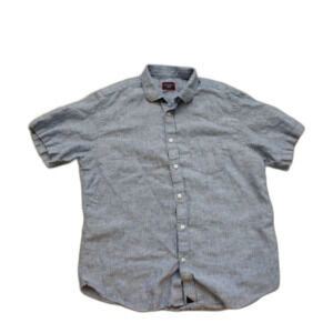 UNTUCKit Men’s Large 100% Linen Chambray Short Sleeve Button Down Blue